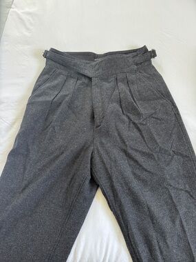 Banana Republic Charcoal Herringbone High-Waist Trousers